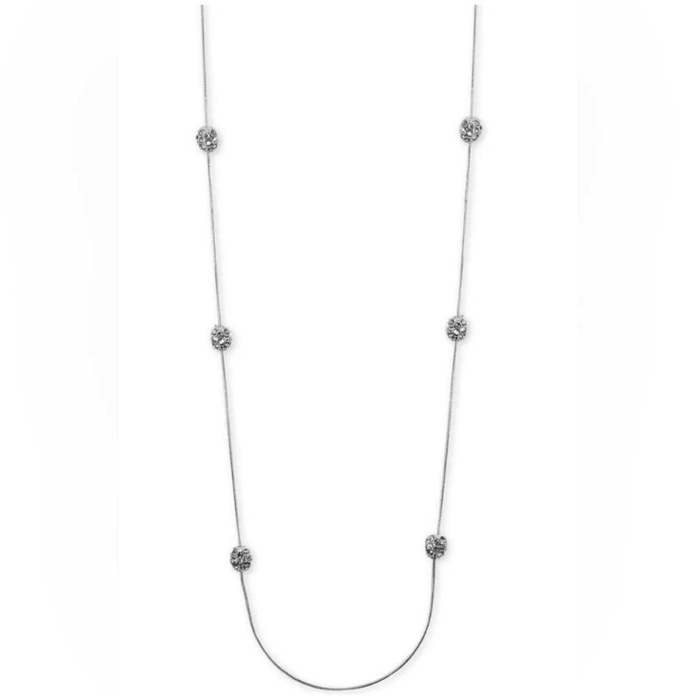 Anne Klein Silver Tone Pave Crystal Illusion Necklace